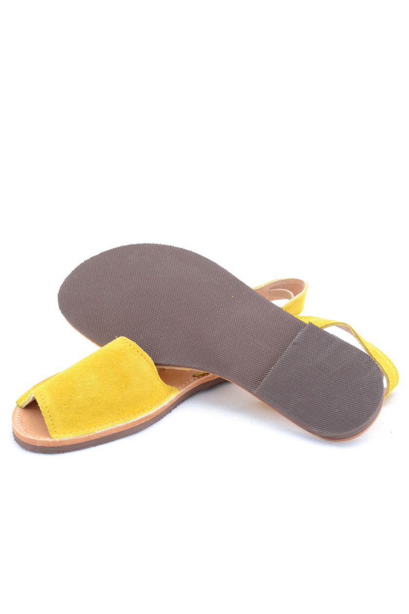 Płaskie sandały ze skóry naturalnej FUNKY Q, żółte