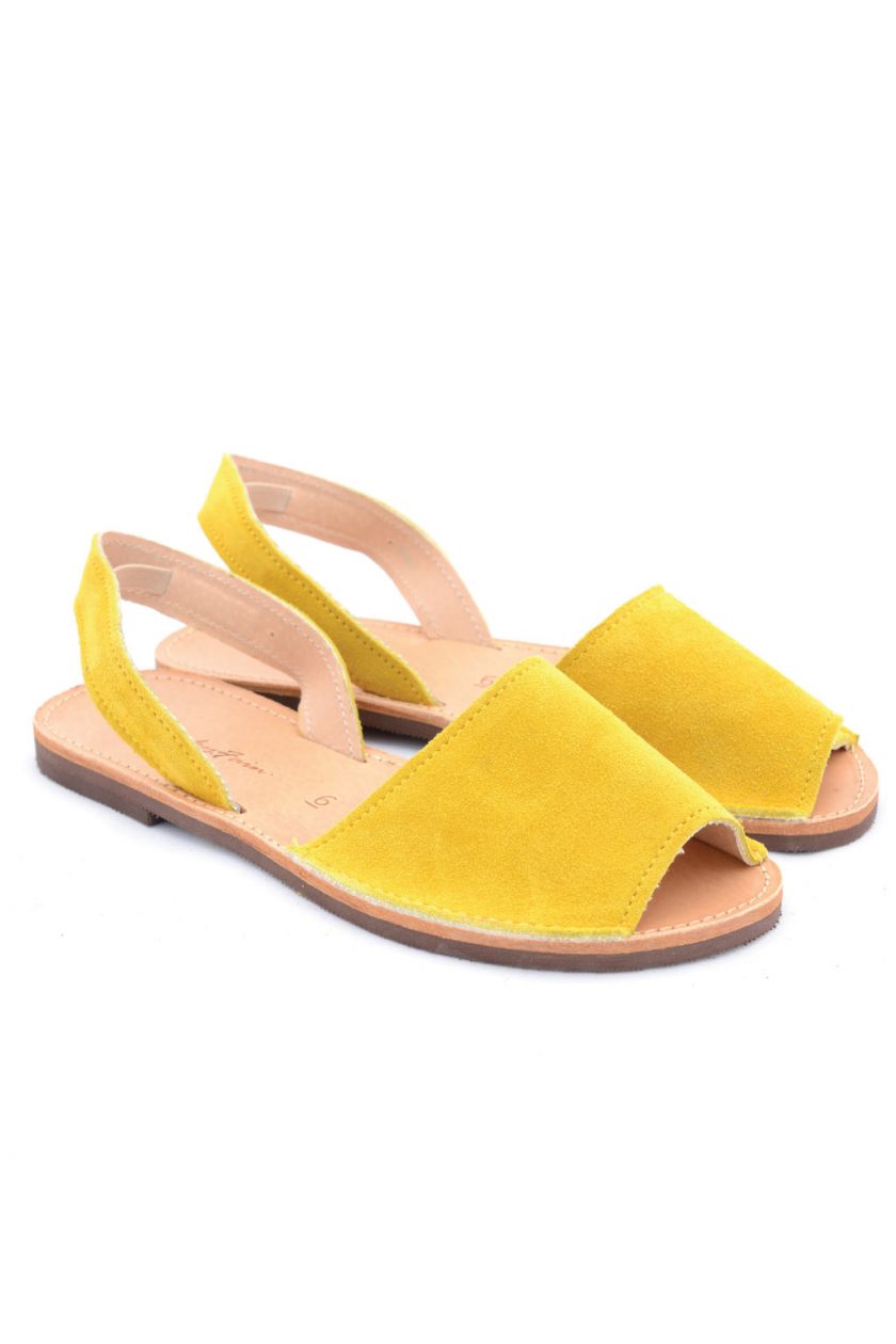 Płaskie sandały ze skóry naturalnej FUNKY Q, żółte