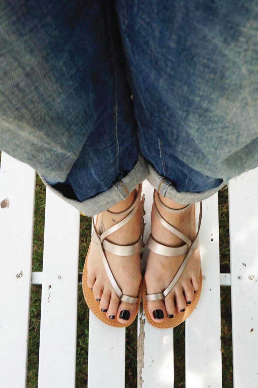 Sandały damskie ze skóry naturalnej FUNKY TOUCH, odcień metaliczny